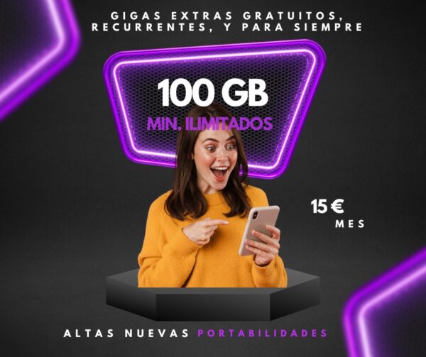 100 gb + min ilimitados por 15 euros solo altas nuevas o portabilidades en Ferpimovil