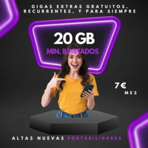 20 gb + min ilimitados por 7 euros solo altas nuevas o portabilidades en Ferpimovil