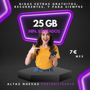 25 gb + min ilimitados por 8 euros solo altas nuevas o portabilidades en Ferpimovil
