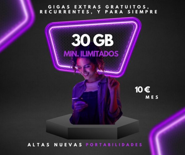 30 gb + min ilimitados por 10 euros solo altas nuevas o portabilidades en Ferpimovil